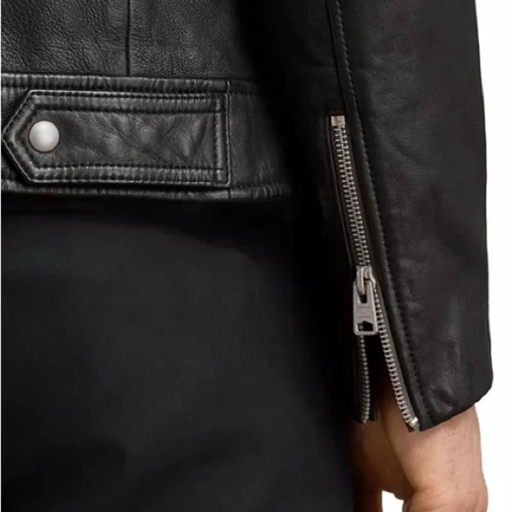 All Saints Black Leather Biker Jacket